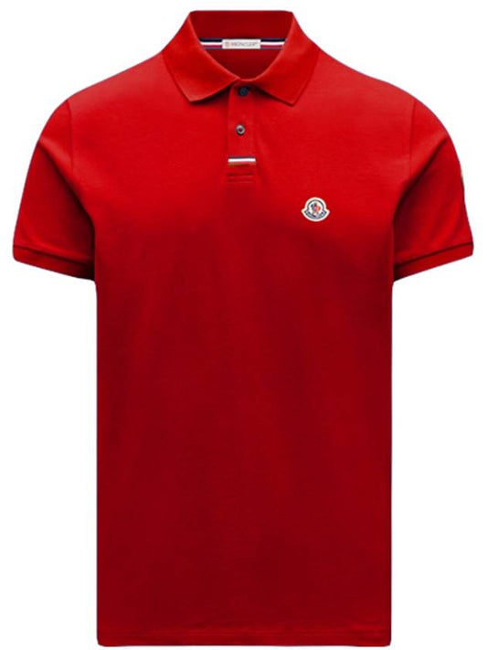 Logo Patch Short Sleeve Polo Shirt Red - MONCLER - BALAAN 2