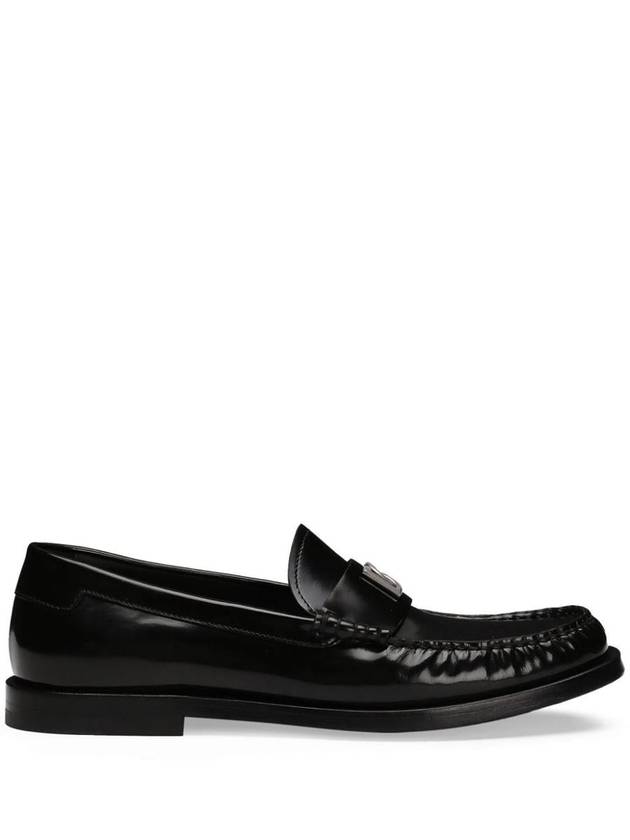 Dolce & Gabbana Glossy Calf Leather Loafers With Logo Plaque - DOLCE&GABBANA - BALAAN 1