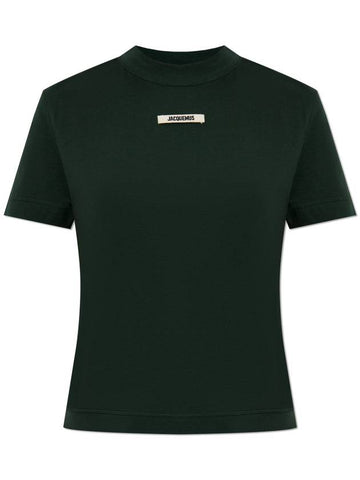 Le Gros Grain Short Sleeve T-Shirt Green - JACQUEMUS - BALAAN 1