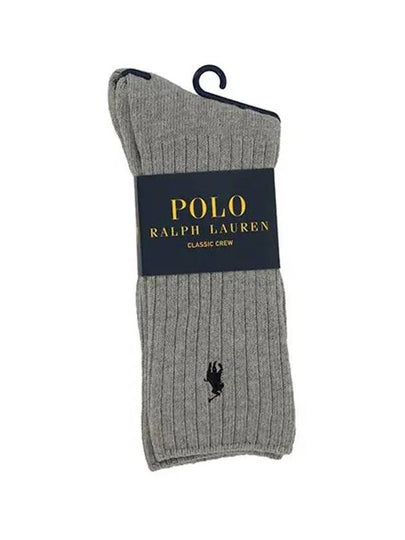 Cotton Blend Pony Embroidery Crew Socks Gray - POLO RALPH LAUREN - BALAAN 2