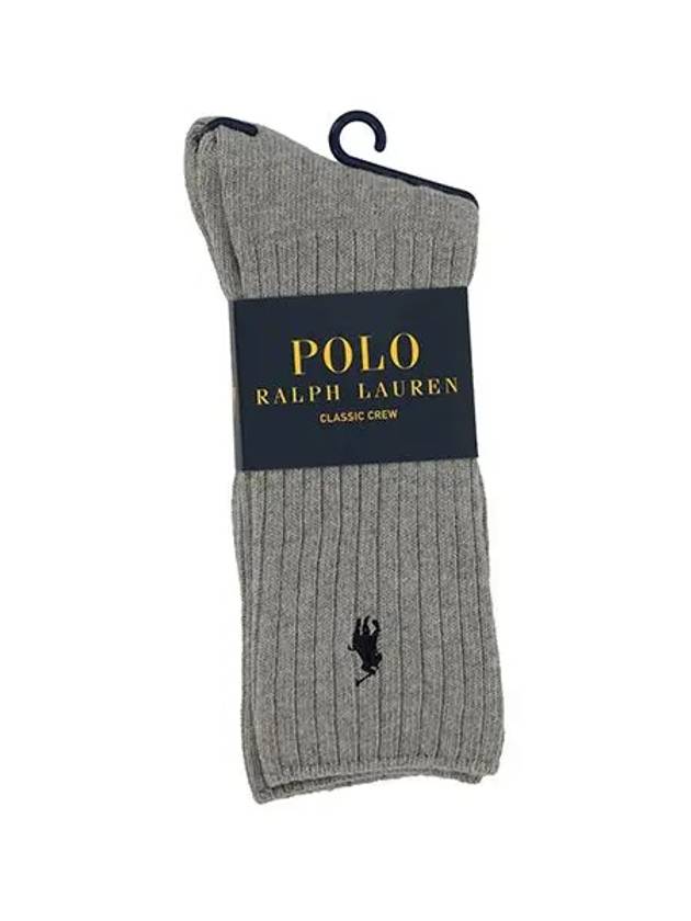 Cotton Blend Pony Embroidery Crew Socks Gray - POLO RALPH LAUREN - BALAAN 3