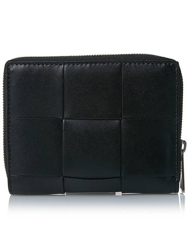 Intrecciato Zipper Around Half Wallet Black - BOTTEGA VENETA - BALAAN 4