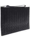 Intrecciato Strap Large Clutch Bag Black - BOTTEGA VENETA - BALAAN 4