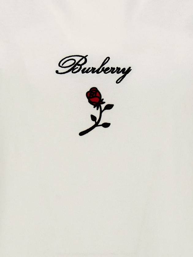 Rose Embroidered Logo Short Sleeve T-shirt White - BURBERRY - BALAAN 5