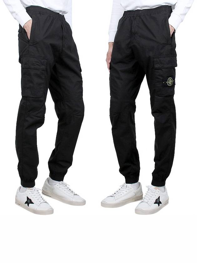 Stretch Cotton Tela Paracadute Straight Pants Black - STONE ISLAND - BALAAN 4