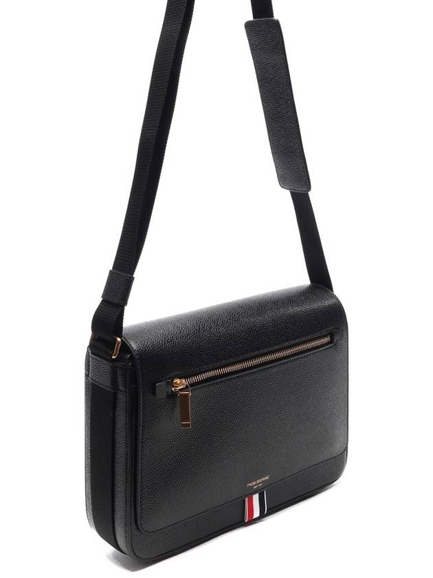 Tonal Strap Leather Reporter Cross Bag Black - THOM BROWNE - BALAAN 4