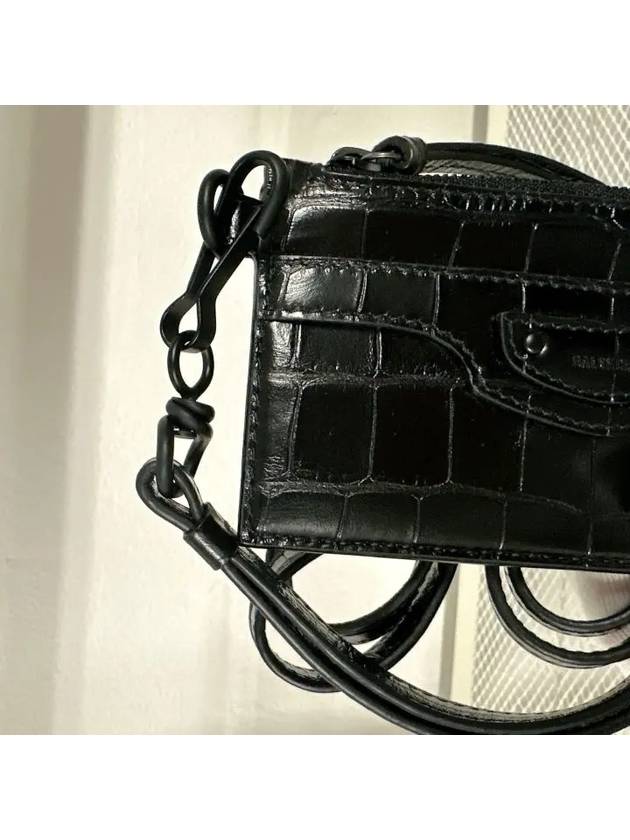 Black Crocodile Emboss Calf Leather Zipper Necklace Card Wallet 655246 23E77 1000 - BALENCIAGA - BALAAN 4