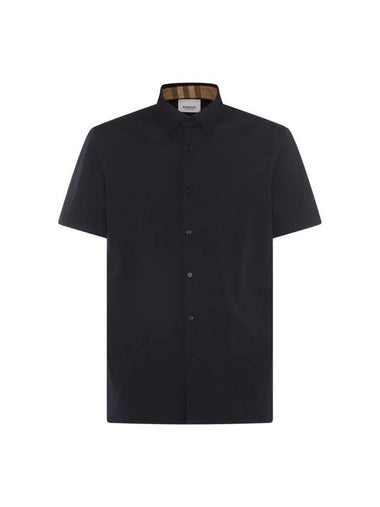 NAVY BLUE COTTON SHIRT 8079595A1222 - BURBERRY - BALAAN 1