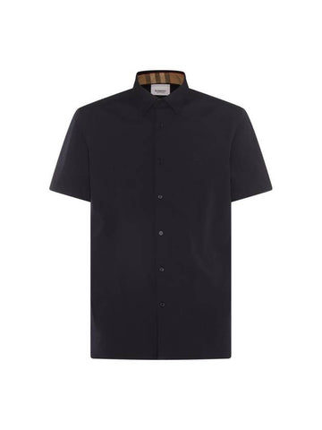 NAVY BLUE COTTON SHIRT 8079595A1222 - BURBERRY - BALAAN 1