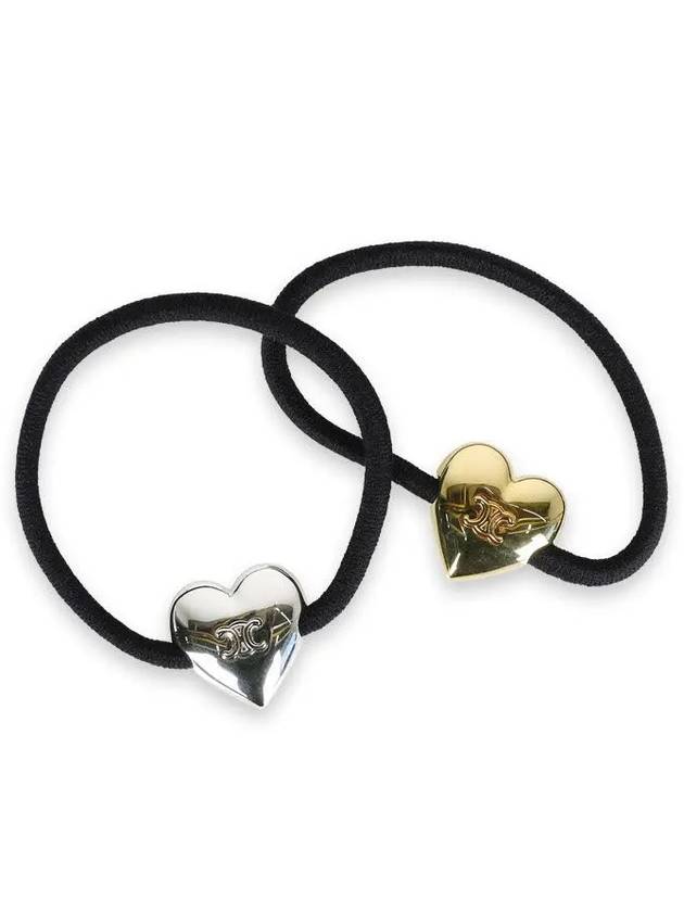 Women s Triomphe Heart Logo Elastic Hair Band Set Gold Silver 460YY6NRB 39BG - CELINE - BALAAN 1