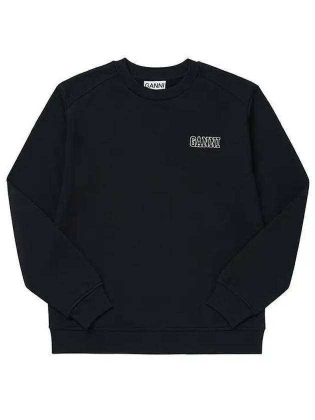 Embroidered Logo Cotton Sweatshirt Black - GANNI - BALAAN 2