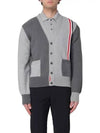 Fun Mix V-neck Cotton Cardigan Grey - THOM BROWNE - BALAAN 3