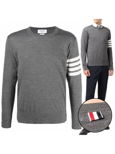 4 Bar Armband Classic Merino Wool Knit Top Medium Grey - THOM BROWNE - BALAAN 2