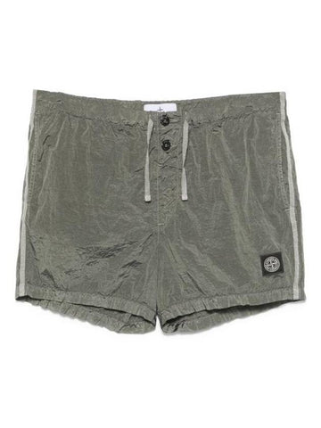 Patch Logo Nylon Swim Shorts Military Green - STONE ISLAND - BALAAN 1