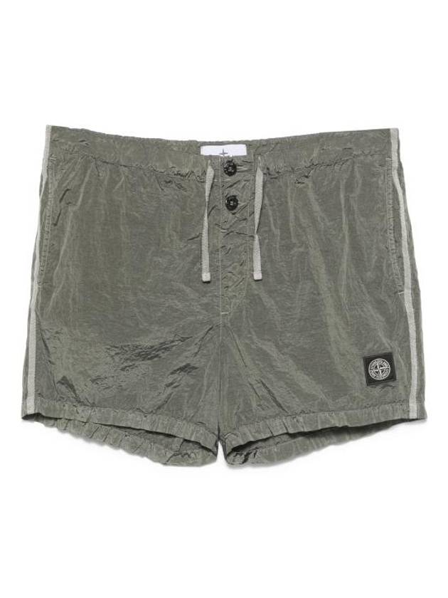 Patch Logo Nylon Swim Shorts Military Green - STONE ISLAND - BALAAN 1