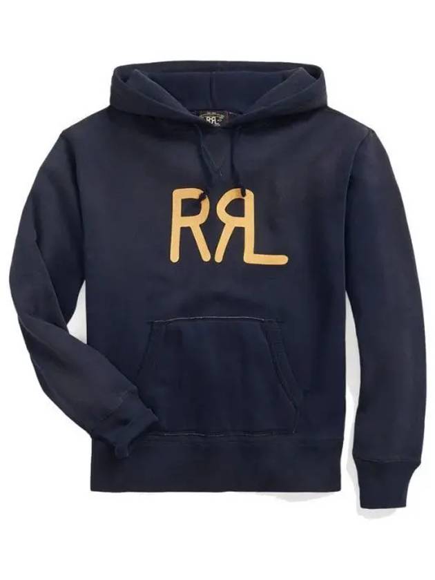 RRL Logo Print Pullover Hoodie Navy - POLO RALPH LAUREN - BALAAN 2