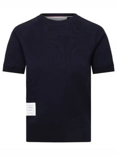 Women's Loopback Cotton Short Sleeve T-Shirt Navy - THOM BROWNE - BALAAN 2