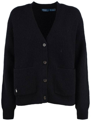 Ralph Lauren Black Wool Cashmere Blend V-Neck Cardigan - RALPH LAUREN - BALAAN 1