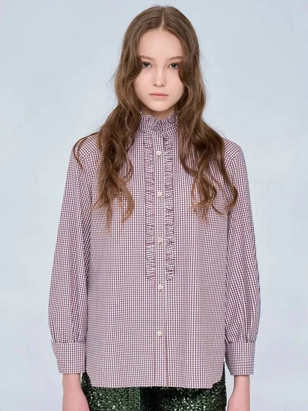 Collared cotton blouse check brown 0120 - VOYONN - BALAAN 1