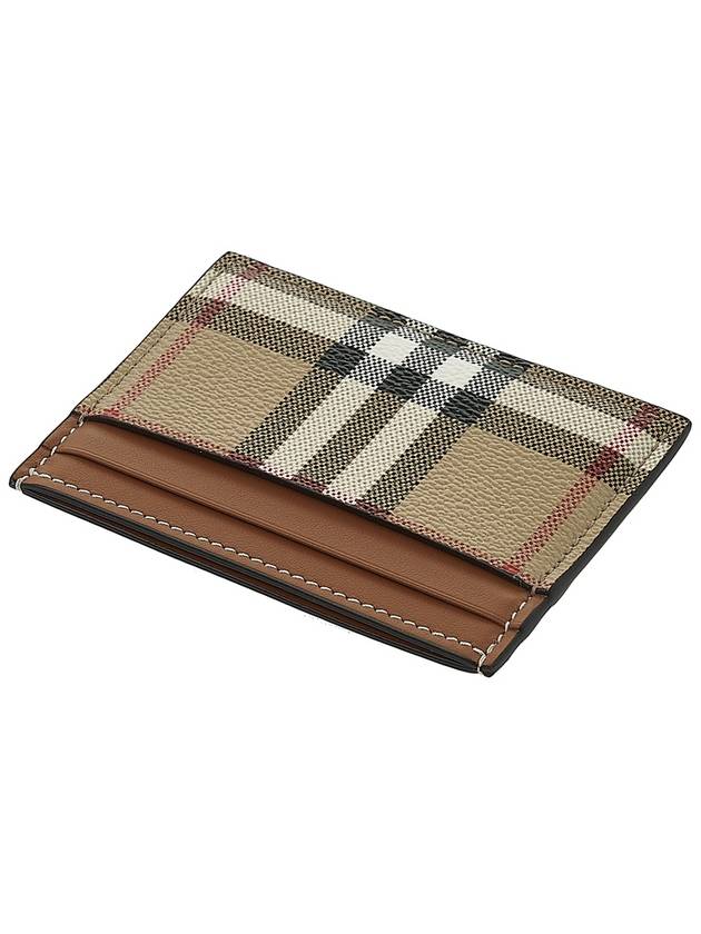 Check Print Leather Card Holder Beige - BURBERRY - BALAAN 5