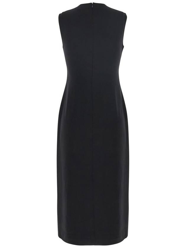 Black Sleeveless Dress With Round Neck And Front Single Slit In Tech Fabric Woman - THEORY - BALAAN 2