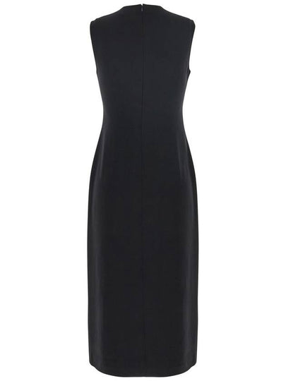 Black Sleeveless Dress With Round Neck And Front Single Slit In Tech Fabric Woman - THEORY - BALAAN 2