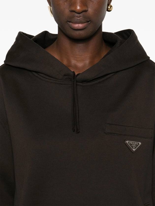 Cotton Fleece Hoodie Brown - PRADA - BALAAN 6