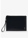 Tiny Monogram Silver Clutch Bag Black - SAINT LAURENT - BALAAN 2