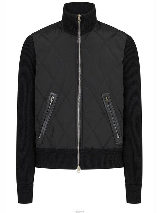 Quilted nylon merino sweater zip up cardigan - TOM FORD - BALAAN 1