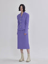 Rye Tweed Bonding Wide Shoulder X-Line Silhouette Jacket Purple - LIE - BALAAN 6