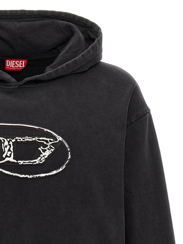 S-Boxt Logo Print Cotton Hoodie Black - DIESEL - BALAAN 4