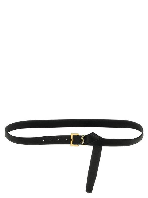 Cassandre Leather Belt Black - SAINT LAURENT - BALAAN 1