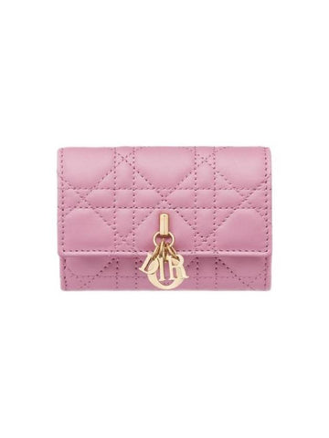 XS Lady Cannage Lambskin Half Wallet Hydrangea Pink - DIOR - BALAAN 1