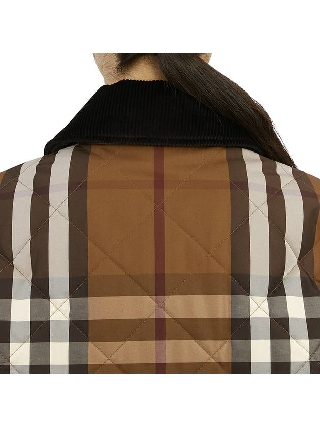 Women's Check Diamond Quilted Jacket Brown - BURBERRY - BALAAN.