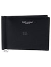 Textured Classic Leather Money Clip Half Wallet Black - SAINT LAURENT - BALAAN 2