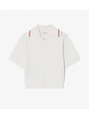 Women's Cable Short Sleeve Cardigan Off White - LACOSTE - BALAAN 2