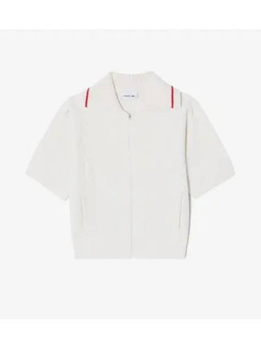 Women s short sleeved zip up cardigan OFFWHITE off white - LACOSTE - BALAAN 1