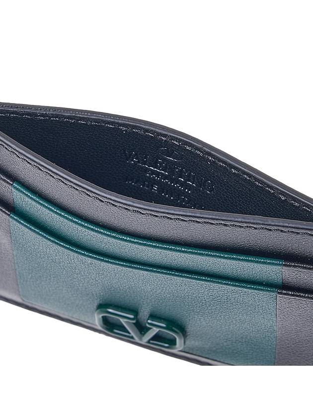 V Logo Leather Card Wallet Green - VALENTINO - BALAAN 10