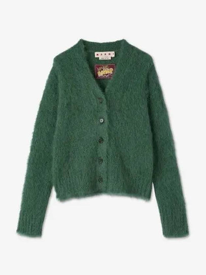 V-Neck Mohair Long Cardigan Emerald - MARNI - BALAAN 2