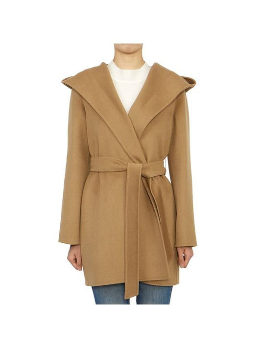 Vidim Hooded Virgin Wool Single Coat Light Brown - MAX MARA - BALAAN 2