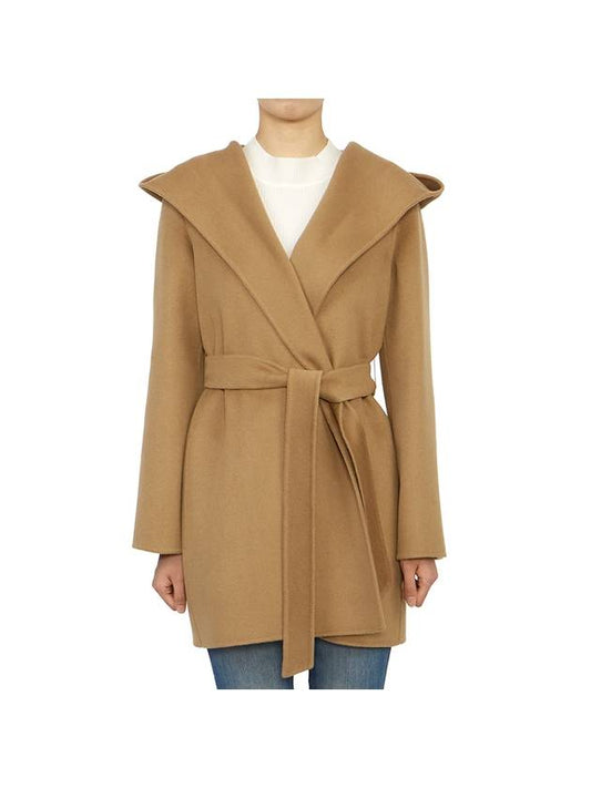 Vidim Hooded Virgin Wool Single Coat Light Brown - MAX MARA - BALAAN 1