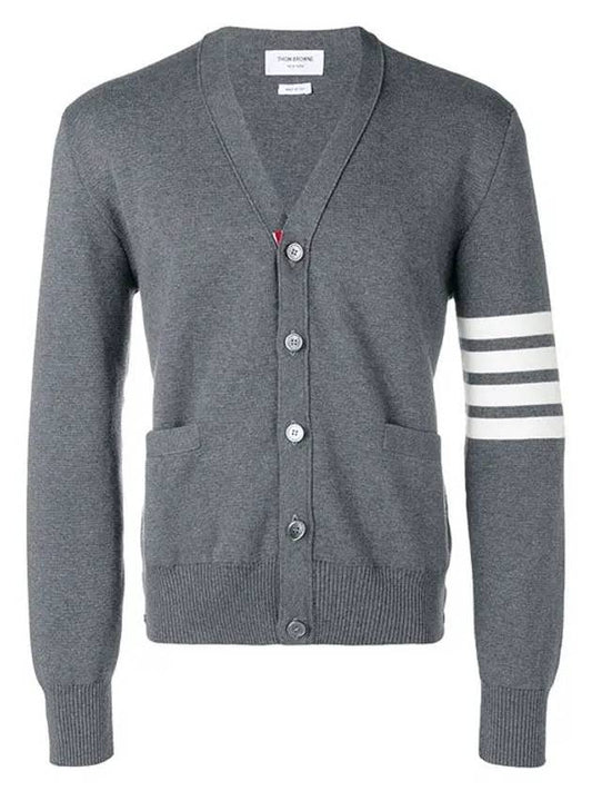 Milano Stitch 4-Bar Cardigan Medium Grey - THOM BROWNE - BALAAN 2