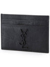 Monogram Crocodile Leather Card Wallet Black - SAINT LAURENT - BALAAN 2