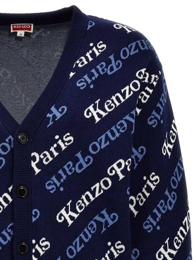 Paris Monogram Print Cotton Cardigan Navy - KENZO - BALAAN 4