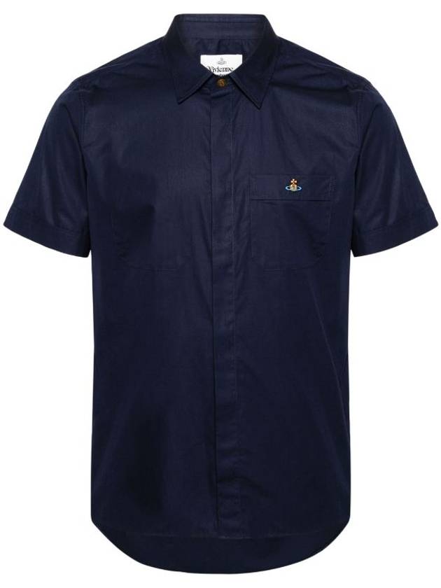 Vivienne Westwood orb logo navy Short Sleeve Shirt - VIVIENNE WESTWOOD - BALAAN 1