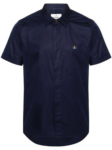 Vivienne Westwood orb logo navy Short Sleeve Shirt - VIVIENNE WESTWOOD - BALAAN 1