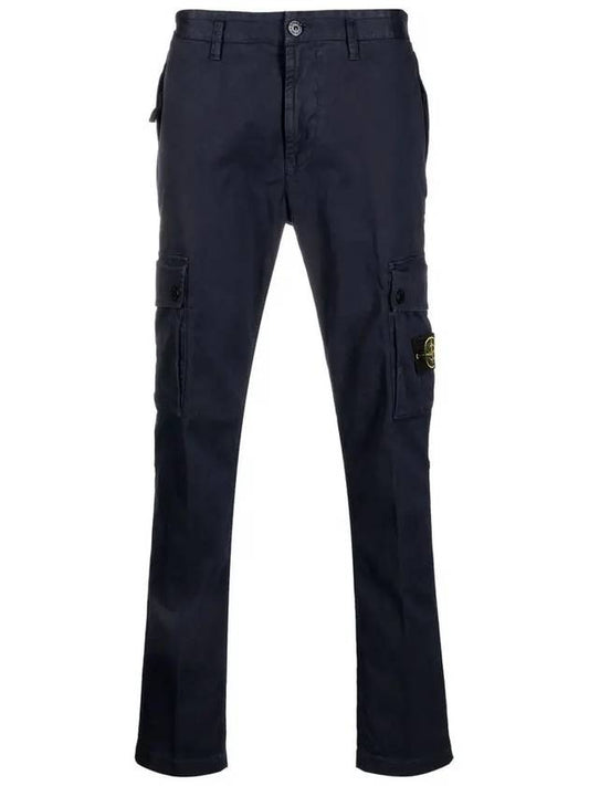 Wappen Patch Slim Fit Straight Pants Blue - STONE ISLAND - BALAAN 2