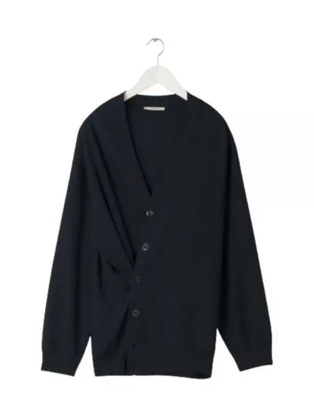 Relaxed Twisted Merino Wool Blend Cardigan Navy - LEMAIRE - BALAAN 2