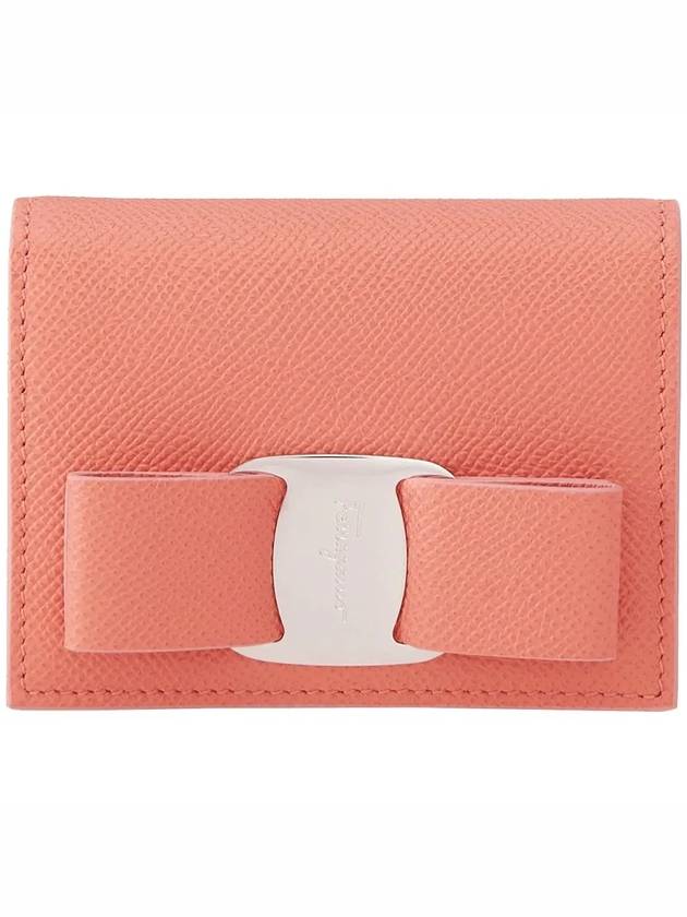 Vara Bow Gloss Flap Half Wallet Coral - SALVATORE FERRAGAMO - BALAAN 3