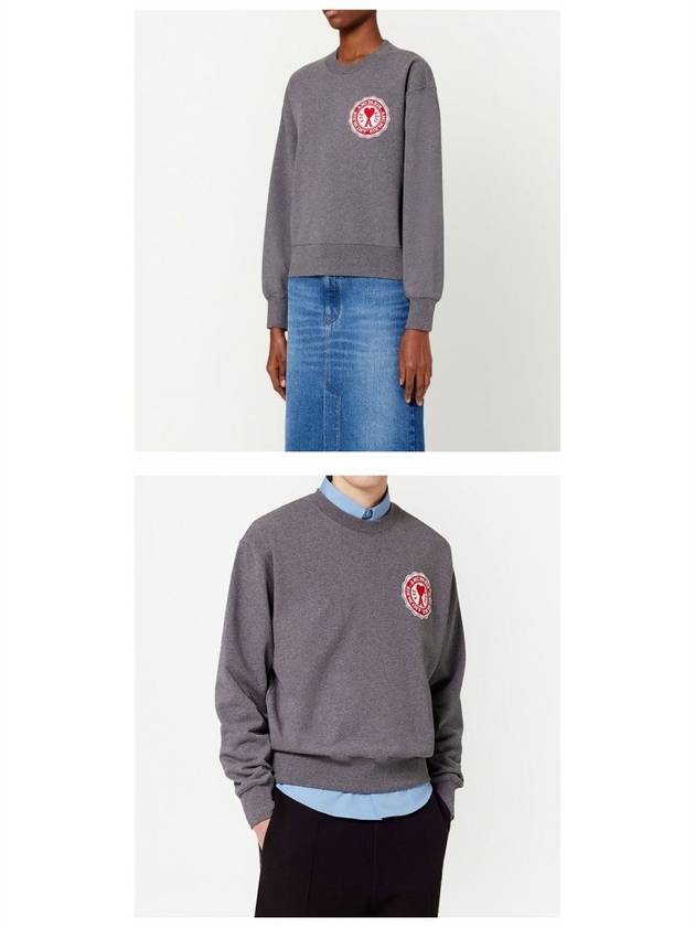 Heart Logo Patch Sweatshirt Grey - AMI - BALAAN 5